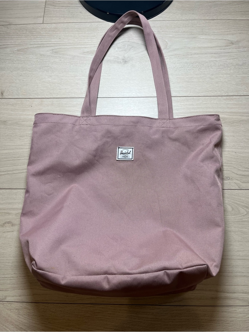 Herschel Pink Zip Top Tote Bag, Women's Lined Solid Rectangle Double Handles